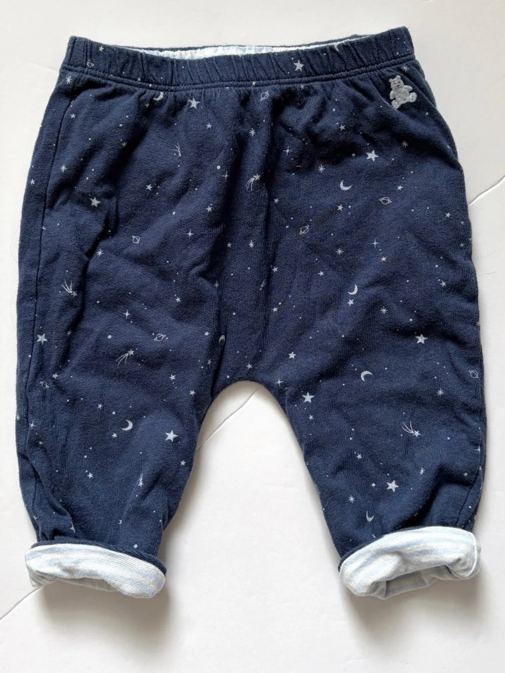 Baby Gap Reversible Pants Blue Space Stripes Size 3-6M
